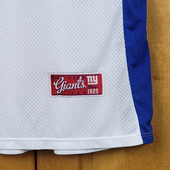 NWT Women's White Blue Criss-Cross NY Giants Football Mesh Tee - S - Picture 6 of 12